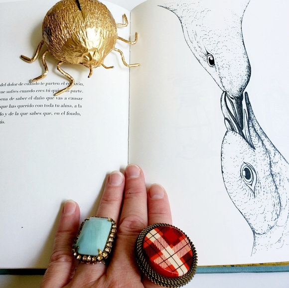 Pretty Lil' Punk! Red Plaid Resin Ring - Picture 3 of 8